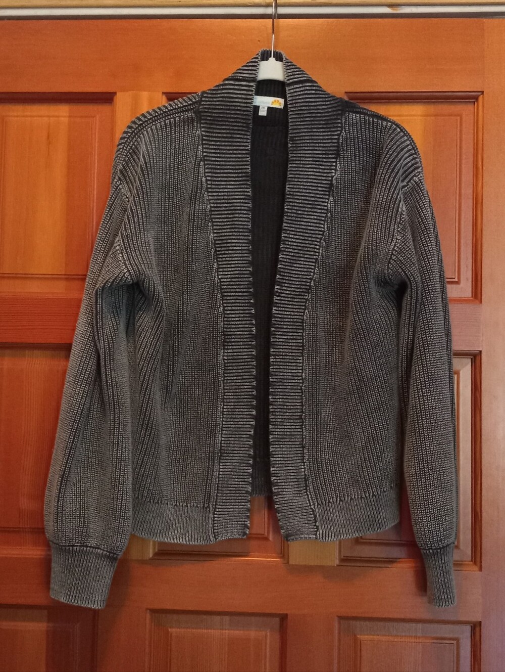 Womens Open-Front Ribbed Cardigan Sweater - Gray